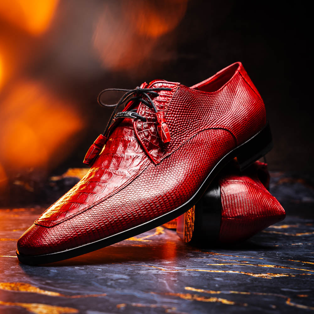 Men's Shoes caiman and lizard dress derby Merida Red