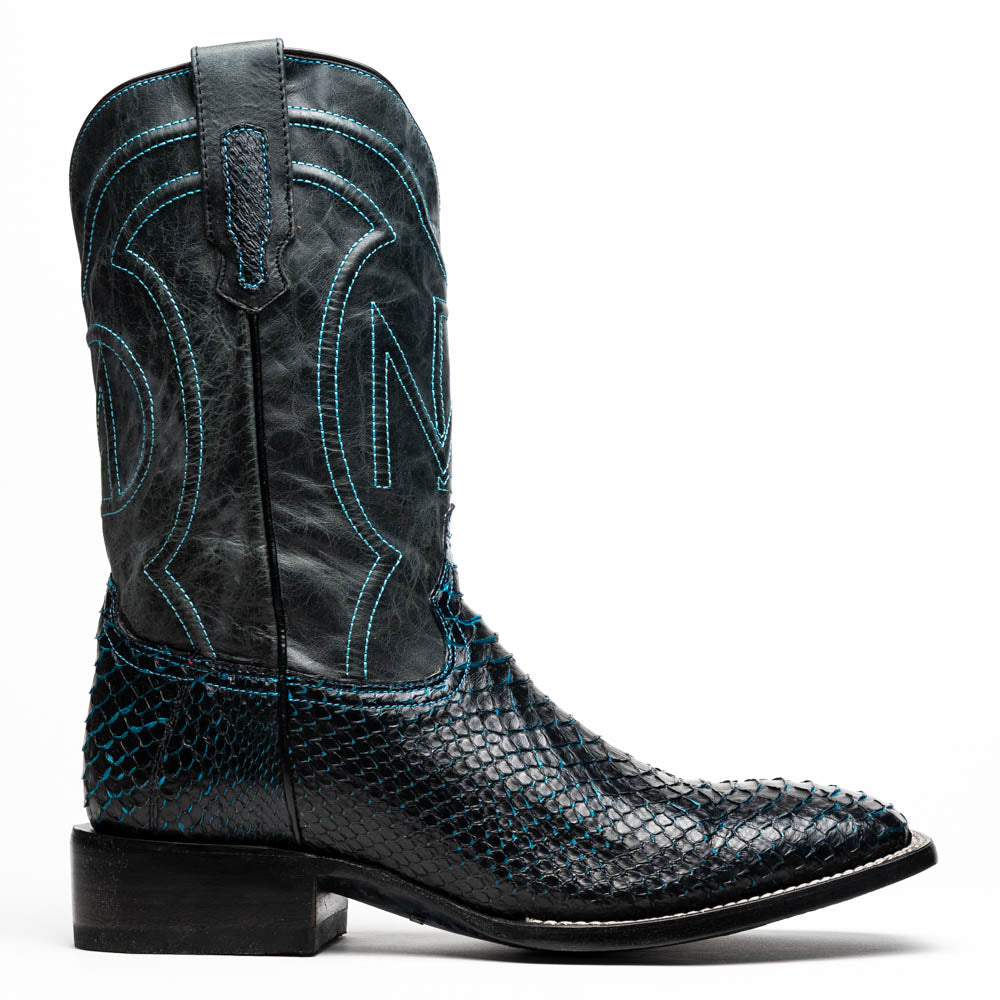 Marco Di Milano Genuine Python Skin Cowboy Boot Missouri Black / Blue