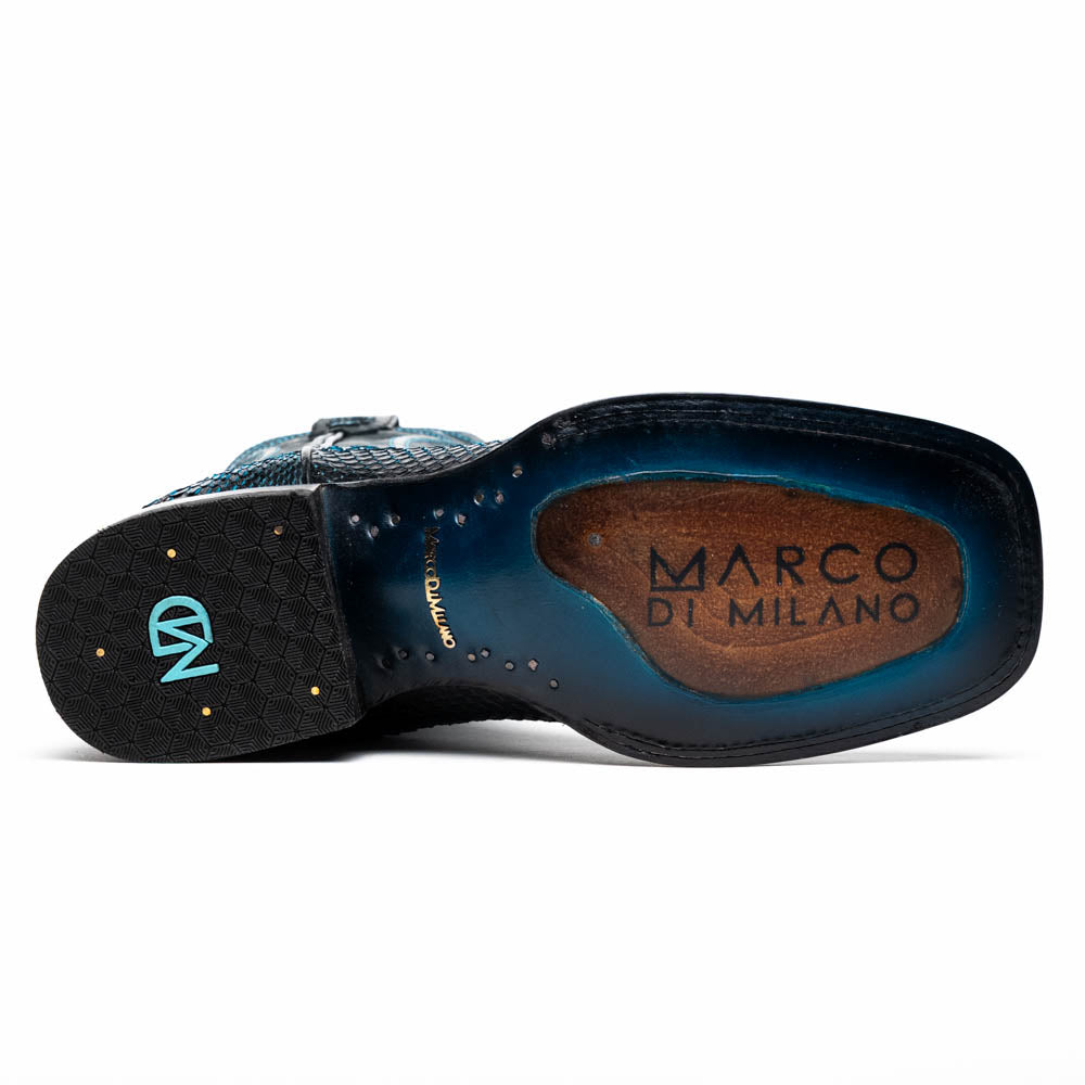 Marco Di Milano Genuine Python Skin Cowboy Boot Missouri Black / Blue