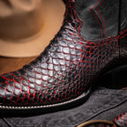 MISSOURI Genuine Snake Skin Cowboy Boot from the Western Collection BlackCherry