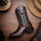 MISSOURI Genuine Snake Skin Cowboy Boot from the Western Collection BlackCherry