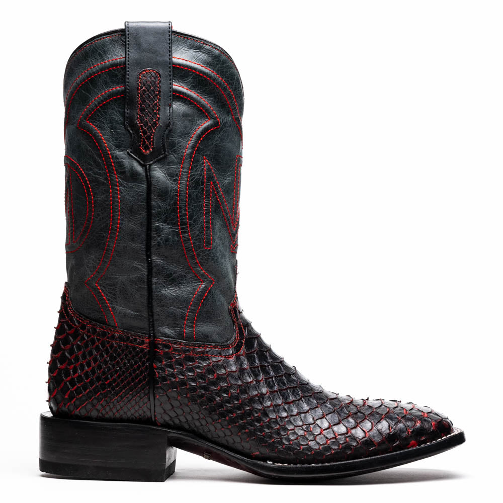 MISSOURI Genuine Snake Skin Cowboy Boot from the Western Collection BlackCherry