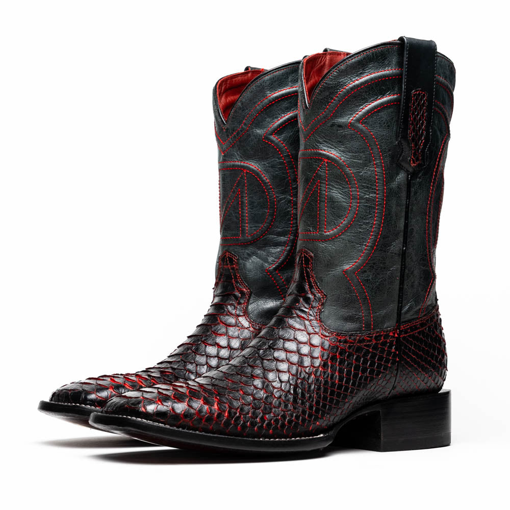 MISSOURI Genuine Snake Skin Cowboy Boot from the Western Collection BlackCherry