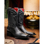 Marco Di Milano Genuine Snake Skin Cowboy Boot  Missouri Black