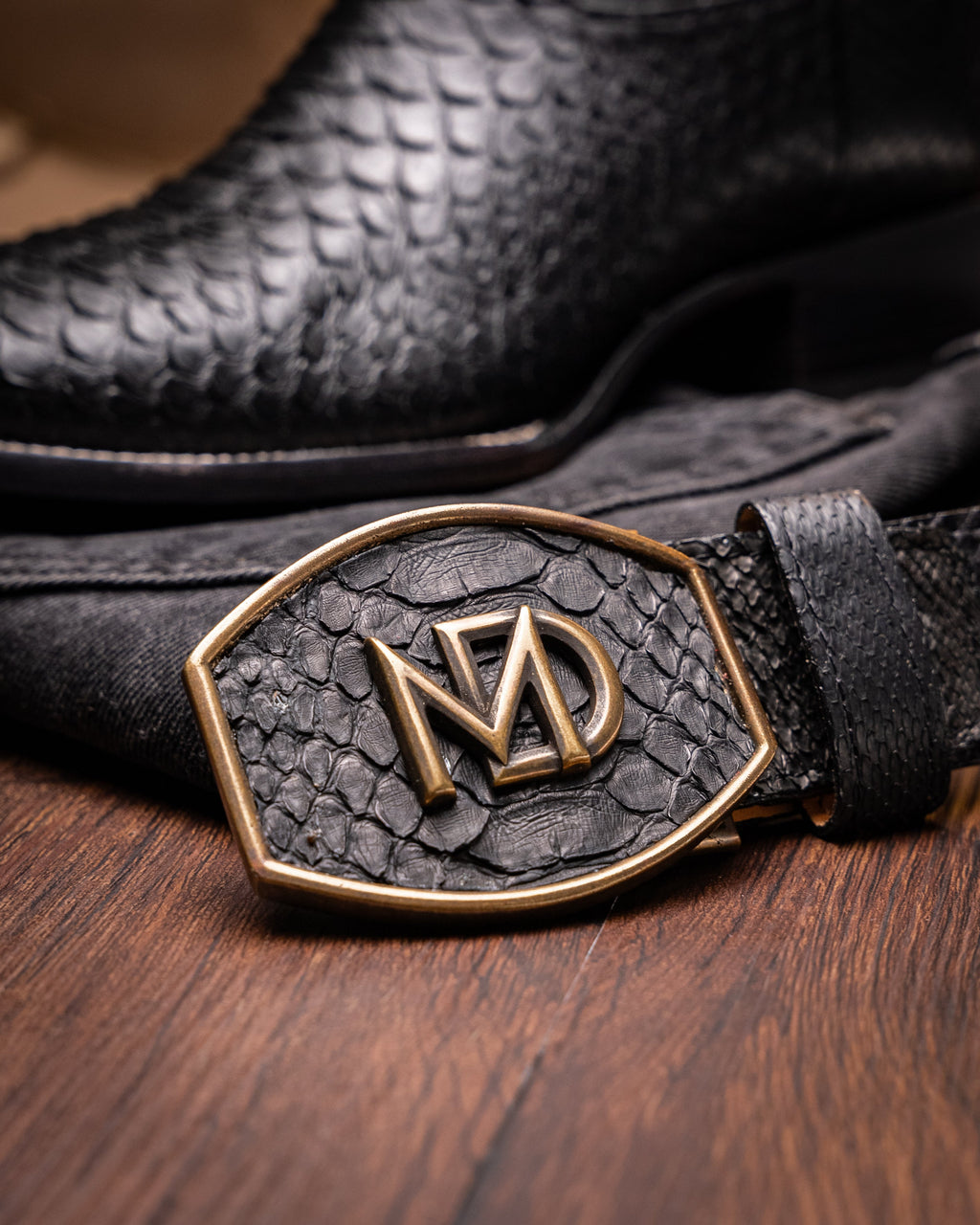 Marco Di Milano Genuine Python Skin Cowboy Boot  Missouri Black