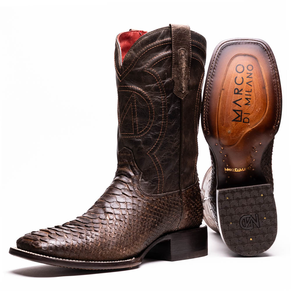 MISSOURI Genuine Snake Skin Cowboy Boot from the Western Collection Brown