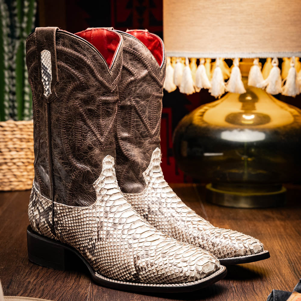 Marco Di Milano Genuine Python Skin Cowboy Boot Missouri Natural