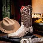 Marco Di Milano Genuine Snake Skin Cowboy Boot Missouri Natural
