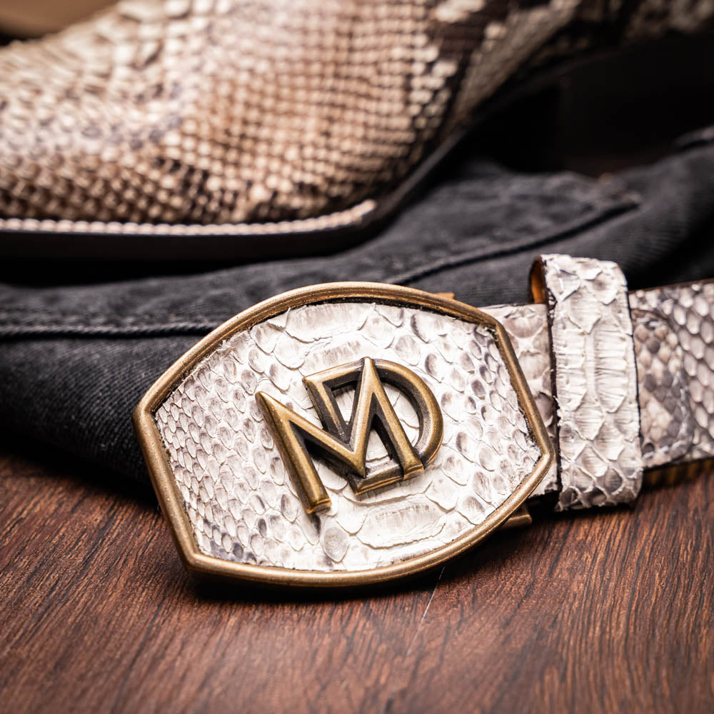 Marco Di Milano Genuine Python Skin Cowboy Boot Missouri Natural