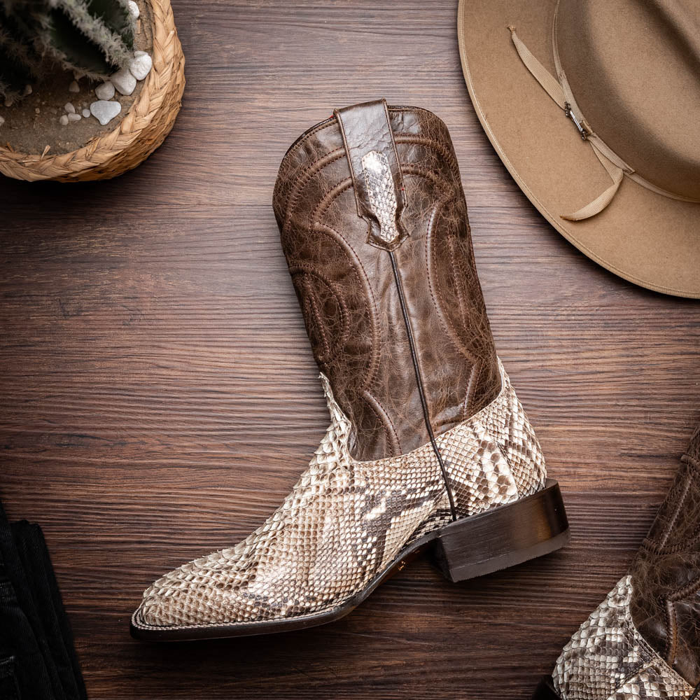 Marco Di Milano Genuine Python Skin Cowboy Boot Missouri Natural