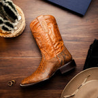 MISSOURI Genuine Snake Skin Cowboy Boot from the Western Collection Cognac