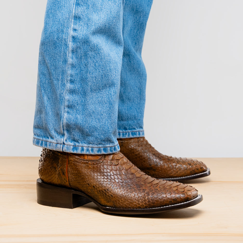MISSOURI Genuine Snake Skin Cowboy Boot from the Western Collection Cognac