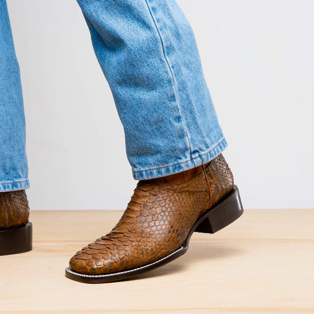 MISSOURI Genuine Snake Skin Cowboy Boot from the Western Collection Cognac