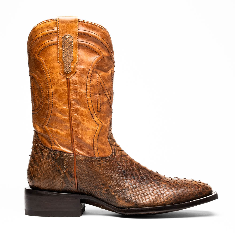 MISSOURI Genuine Snake Skin Cowboy Boot from the Western Collection Cognac