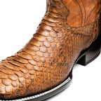 MISSOURI Genuine Snake Skin Cowboy Boot from the Western Collection Cognac