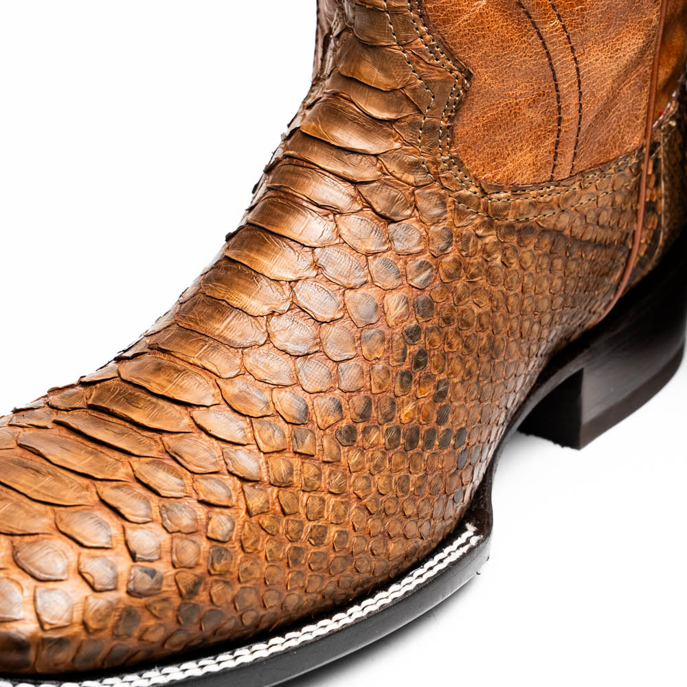 MISSOURI Genuine Snake Skin Cowboy Boot from the Western Collection Cognac