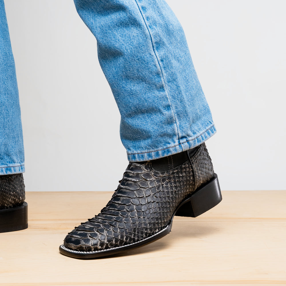 Marco Di Milano Genuine Python Skin Cowboy Boot Missouri Stone White