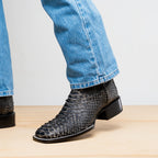 Marco Di Milano Genuine Snake Skin Cowboy Boot Missouri Stone White
