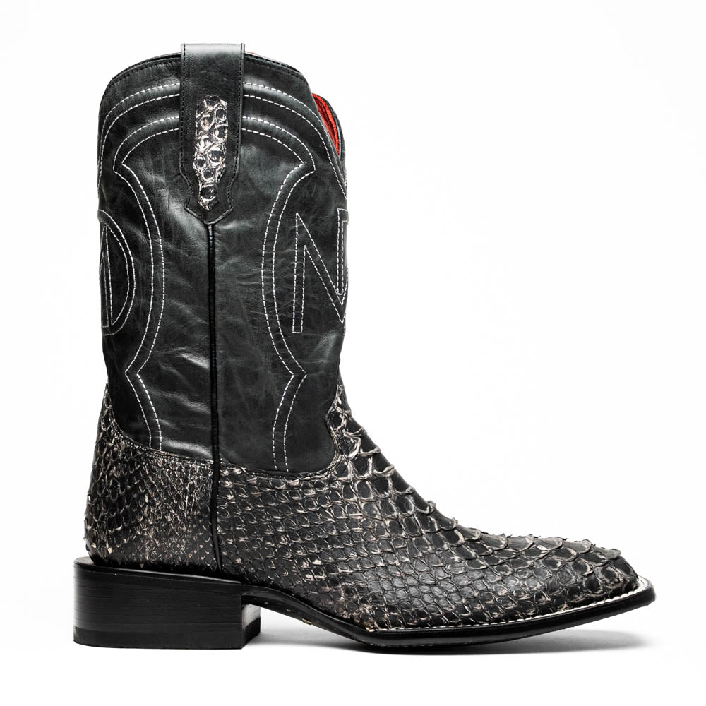 Marco Di Milano Genuine Python Skin Cowboy Boot Missouri Stone White