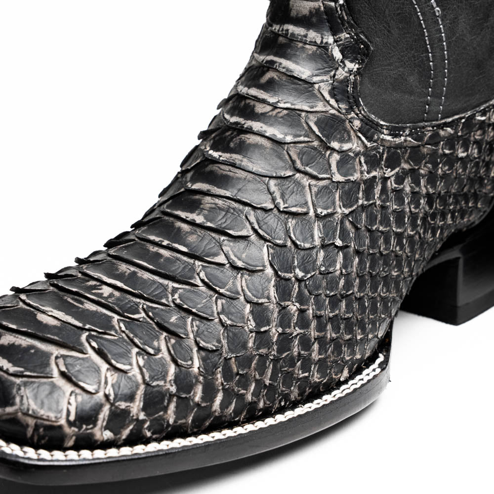 Marco Di Milano Genuine Python Skin Cowboy Boot Missouri Stone White