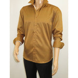 Men's Sports Shirt By Moderno Checker Fancy Long Sleeves MJLS-890 Gold