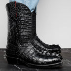 MARLBORO Genuine Hornback Caiman Skin Cowboy Boot Black
