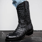 MARLBORO Genuine Hornback Caiman Skin Cowboy Boot Black