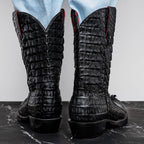 MARLBORO Genuine Hornback Caiman Skin Cowboy Boot Black