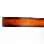 MONTANA – Caiman &amp; Calfskin Western Belt with Hand-Stitched Center Detail Maple
