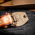 Montana Caiman and Calfskin Western Belt Stone Brown