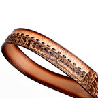 Montana Caiman and Calfskin Western Belt Stone Brown