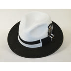 Men's Bruno Capelo 2-Tone Braided Straw Fedora Hat Main Street MS470 White/Black