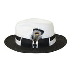 Men's Bruno Capelo 2-Tone Braided Straw Fedora Hat Main Street MS470 White/Black