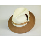 Men's Bruno Capelo 2-Tone Straw Fedora Hat MAYWOOD MY890 Ivory Cognac