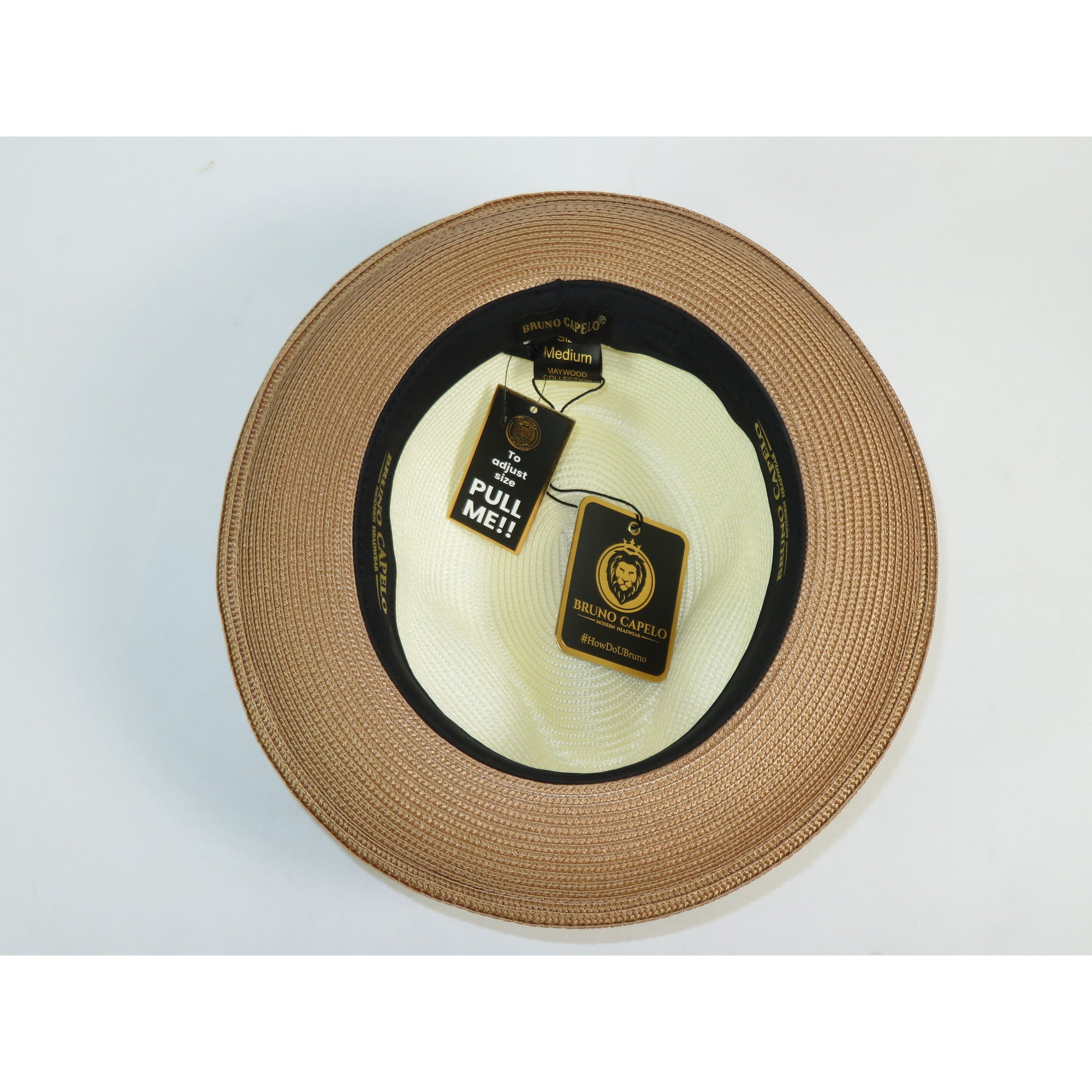 Men's Bruno Capelo 2-Tone Straw Fedora Hat MAYWOOD MY890 Ivory Cognac