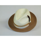 Men's Bruno Capelo 2-Tone Straw Fedora Hat MAYWOOD MY890 Ivory Cognac