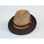 Men's Bruno Capelo 2-Tone Straw Fedora Hat MAYWOOD MY892 Camel/Brown