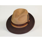 Men's Bruno Capelo 2-Tone Straw Fedora Hat MAYWOOD MY892 Camel/Brown