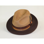 Men's Bruno Capelo 2-Tone Straw Fedora Hat MAYWOOD MY892 Camel/Brown
