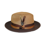 Men's Bruno Capelo 2-Tone Straw Fedora Hat MAYWOOD MY892 Camel/Brown