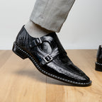 Genuine ostrich leg leather upper Shoes Napoli Black