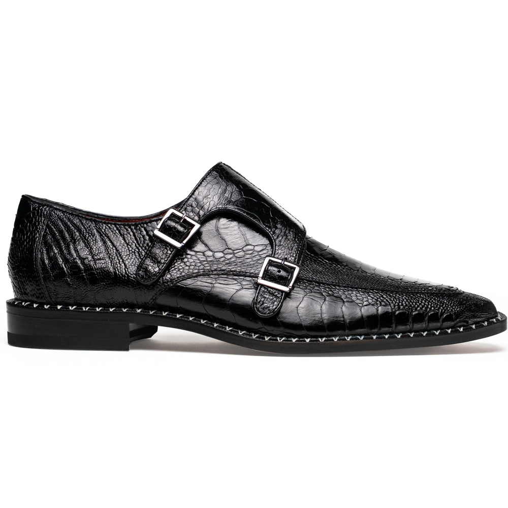 Genuine ostrich leg leather upper Shoes Napoli Black