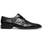 Genuine ostrich leg leather upper Shoes Napoli Black