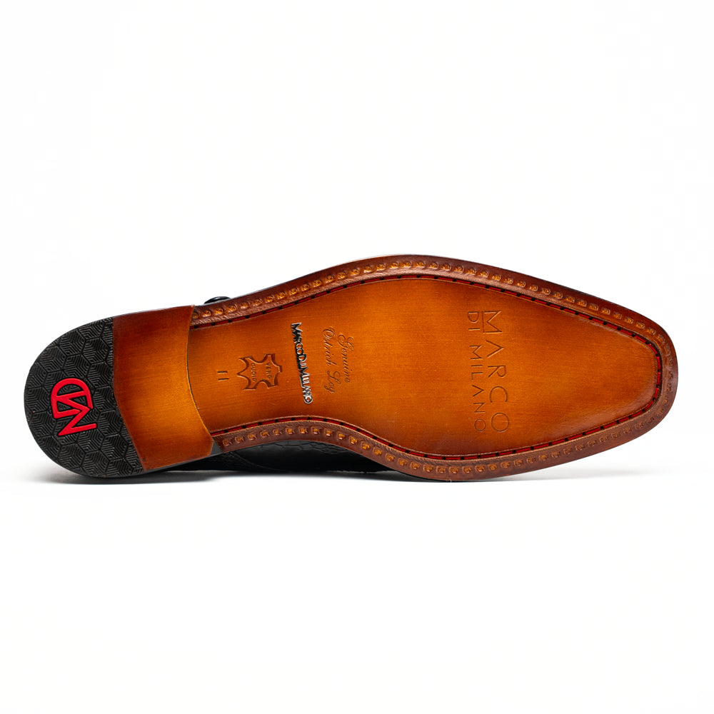 Genuine ostrich leg leather upper Shoes Napoli Black