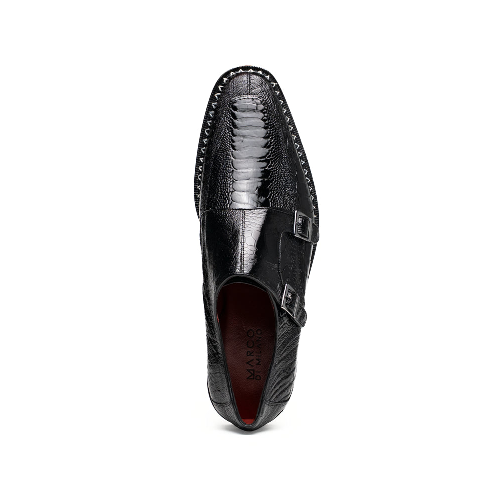 Genuine ostrich leg leather upper Shoes Napoli Black