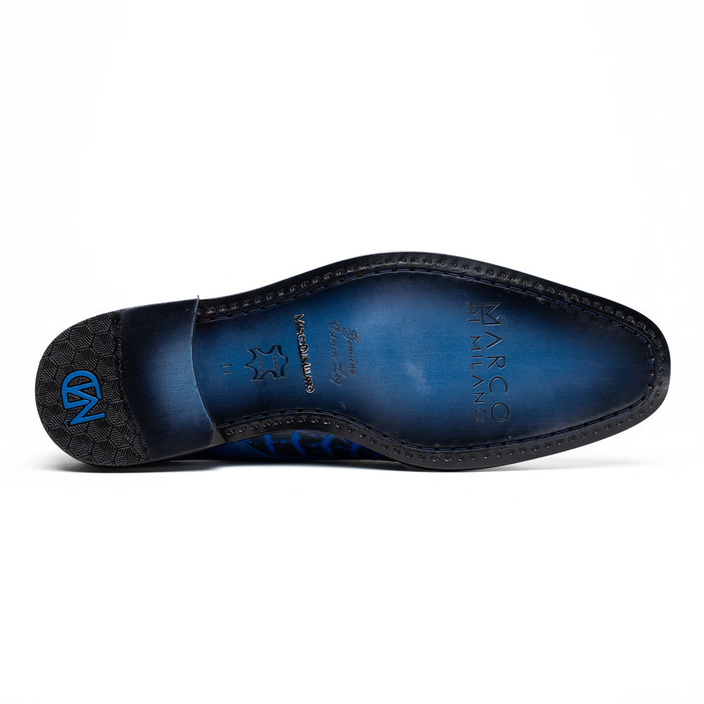 Genuine Ostrich Leg Double Monk Strap Shoes Napoli Electric Blue