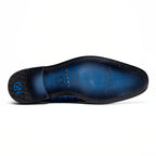 Genuine Ostrich Leg Double Monk Strap Shoes Napoli Electric Blue