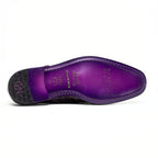 Genuine Ostrich Leg Double Monk Strap Shoes Napoli Purple