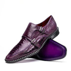 Genuine Ostrich Leg Double Monk Strap Shoes Napoli Purple