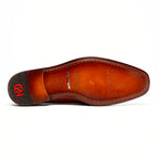 Genuine Ostrich Leg Double Monk Strap Shoes Napoli Rustic Cognac